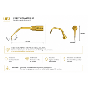 Insert Piezo Diamanté Débridement Apical UE3 — CO-DENTALL