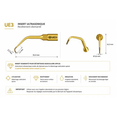 Insert Piezo Diamanté Débridement Apical UE3 — CO-DENTALL