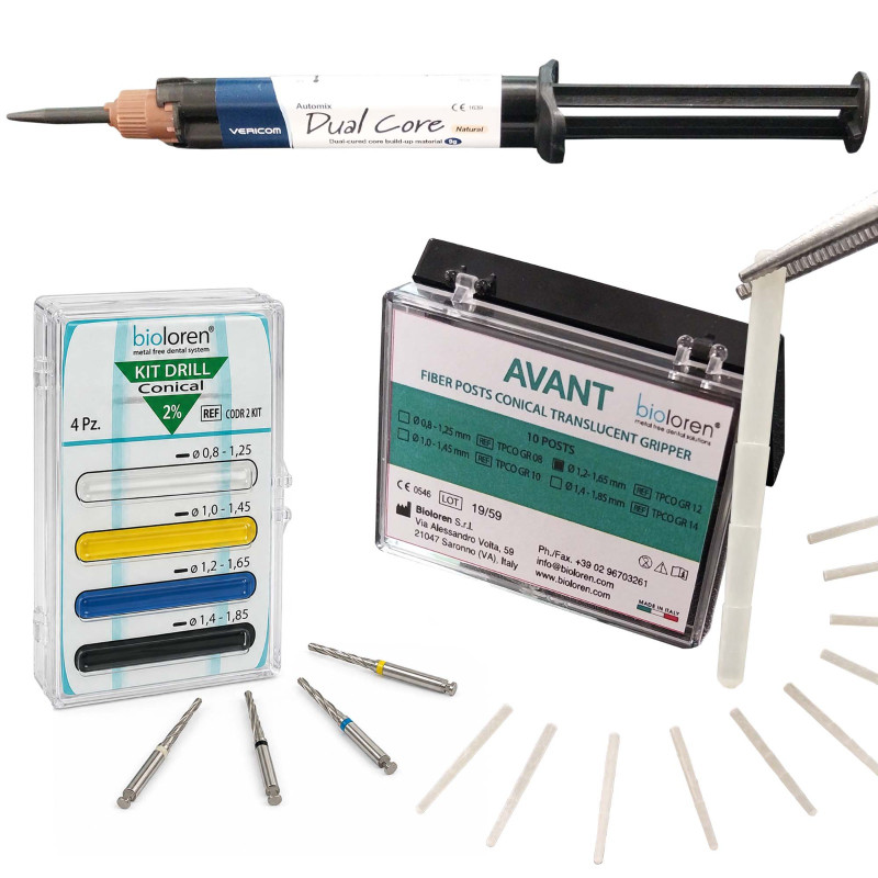 Pack Reconstitution de Moignon — Dual Core + Tenons Fibre de Verre + Forets | PACK-RECO01 Pack Reconstitution de Moignon — Dual Core + Tenons Fibre de Verre + Forets | PACK-RECO01