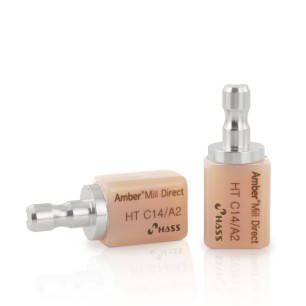 Blocs disilicate de lithium Amber Mill Direct HASS HT C14 A2 pré-cristallisés pour usinage CFAO