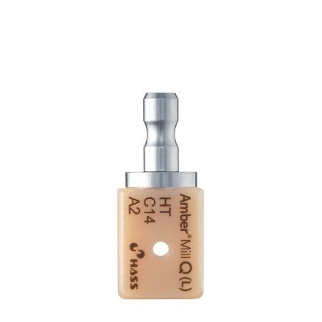 Bloc Amber Mill Q HASS HT C14 A2 : disilicate de lithium à noyau zircone pour prothèse sur implant