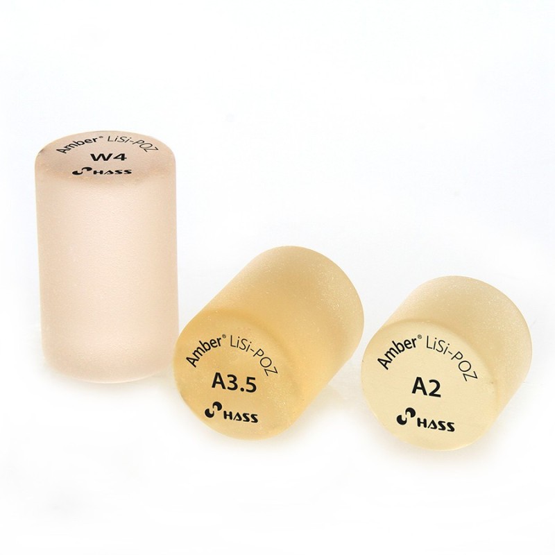 Amber LiSi-POZ HASS — Lingotins Céramique Pressée sur Zircone — Disilicate de Lithium — Boîtes R10, R15, R20 Amber LiSi-POZ HASS — Lingotins Céramique Pressée sur Zircone — Disilicate de Lithium — Boîtes R10, R15, R20