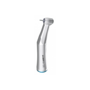 Contre-angle dentaire bague bleue 1:1 LED vue de face — tête inclinée omnipratique CM001A