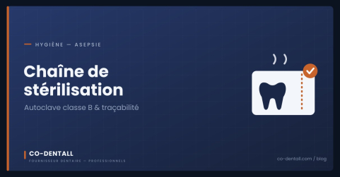 Chaîne de stérilisation au cabinet dentaire : autoclave classe B, traçabilité et usage unique