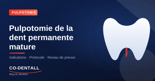 Pulpotomie de la dent permanente mature : indications, protocole et taux de succès